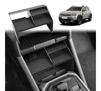 GAFAT Dacia Duster 3 2024 2025 2026 Caja de Almacenamiento Consola Central, Organizador Premium Lacado en Aerosol con 3 Compartimentos & Alfombrilla Silicona 2,5 MM, Resistente Calor, Antivibraciones