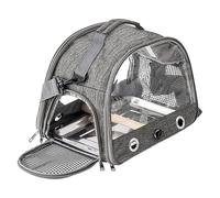 gafdu Bolsa de transporte de aves, jaula de viaje para loros,Bolsa de viaje de aves con perca y bandeja de pie - Mochila de protector de animales transpirable, accesorios portátiles para mascotas para