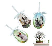 gafdu de Pascua - 3 Piezas de Espuma con Conejito de Primavera de 7 cm,Decoración de Pascua de Huevo y Conejito | para Interior Exterior en Dormitorio Sala Cocina Jardín Patio y Escuela