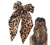 gafdu Lazos para el cabello con estampado de leopardo para mujer,Lazo para el cabello de leopardo grande, Pasadores de pelo con clip de lazo grande, Pasadores grandes con lazo de satén para el pelo,