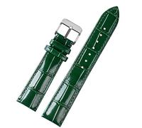 GAFNED 18 mm 20 mm 22 mm Patrón de bambú de alta calidad Correa de vaca suave Hombres de mariposa Hebilla avestruct de cuero Pulsera de banda verde(B silver pin,20mm)