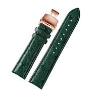 GAFNED 18 mm 20 mm 22 mm Patrón de bambú de alta calidad Correa de vaca suave Hombres de mariposa Hebilla avestruct de cuero Pulsera de banda verde(D RG Folding,20mm)