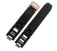 GAFNED Bandas de relojes de silicona para Cartier 21st Century Convex Watchband 20 * 10mm Los accesorios de la cadena de relojes impermeables son correas adecuadas(Black rose gold)