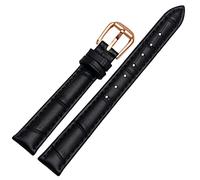 GAFNED Para cualquier banda de reloj de cuero de marca para niñas y alumnos de grano de cocodrilo Band 10 12 14 16 18mm Negro marrón rojo blanco Correa azul(Black-rose gold,18mm)