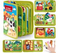 Gafutozm Libro educativo Montessori Farm Historias, My First Farm Book, Montessori Busy Board Fieltro Libro de Motorias Viaje Juguete (A)