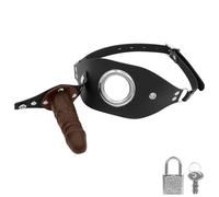 Gag de boca del pene de BDSM, Gag de dildo desmontable con correa de bloqueo en el juguete sexual de Gag de sexo adulto (Brown)