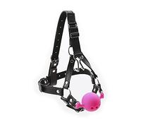 Gag Mouth Extreme Mouth Gag Sm, Mordaza de Bola para, Arnés de Cabeza Arnés de Cuero con Ballgag y Gancho para la Nariz, Juguete Sexual Sm Parejas Extremas(Pink,L)