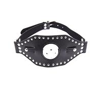 Gag Mouth Mordaza bucal extrema, bola extraíble, bola hueca transpirable, cinturón de cuero ajustable, restricciones fetiche de esclavitud BDSM, juguetes sexuales para(Schwarz)