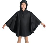 Gaga city Poncho Impermeable Niño Niña Chubasquero Capas de Lluvia para Niños con Capucha Botones Negro puro/L