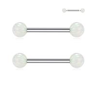 GAGABODY Par de anillos de pezón G23 de titanio con rosca interna de 14 G, 12 mm a 18 mm, joyería de piercing de puente recto para mujeres y hombres, joyería de piercing de pezón con circonita cúbica