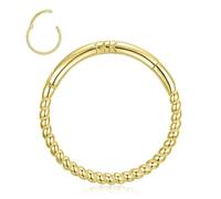GAGABODY Piercing de aro de oro macizo de 14 quilates para hélice, piercing de caracola, piercing de nariz, aro de oro amarillo, 16 g, tragus, cartílago, daith, segmento de bisagra, anillo de labio
