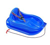 GaGaDumi Trineo mini de plástico para niños, mini-bob de plástico resistente, hasta 20 kg, hasta 3 años, forma ergonómica, respaldo alto, cinturones de seguridad, color azul