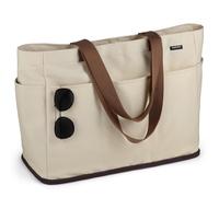 GAGAKU Bolsa de playa XXL con compartimento frigorífico, impermeable, con cremallera, plegable, grande, para familia, mujer, piscina, viajes, 50 x 38 x 19 cm, 2_beige, extra-large