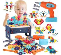 GAGAKU Destornillador inalámbrico para niños, 216 piezas, juego de herramientas Montessori para niños pequeños, maletín de herramientas, juego de rol, juguete educativo, kit de construcción para niños