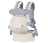 GAGAKU Mochila Portabebés, Ergonómica Porta Bebes de 0 a 36 meses, 4 in 1 con Porteo Bebe, Portabebé posibilidad de llevar al niño mirando hacia adelante y hacia atrás-Crema