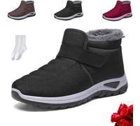 GAGFDA Botas de invierno cálidas para caminar para mujeres mayores, cómodas, antideslizantes, térmicas, con forro de piel, botas de tobillo para personas de mediana edad y mayores, zapatos de nieve
