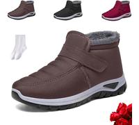 GAGFDA Botas de invierno cálidas para caminar para mujeres mayores, cómodas, antideslizantes, térmicas, con forro de piel, botas de tobillo para personas de mediana edad y mayores, zapatos de nieve