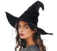gagift world Sombrero de bruja, sombrero de mago de 18 pulgadas para adultos y adolescentes, accesorios novedosos de cosplay para Halloween, fiesta, Navidad, mascarada, carnavales (negro)
