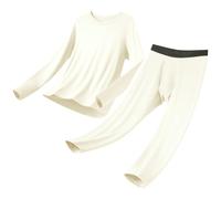 gagli Ropa interior térmica para hombre, forro polar suave, manga larga, pantalones largos, conjunto de capa base térmica, parte superior e inferior, secado rápido, blanco, M