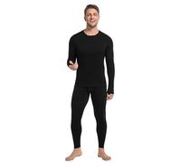 gagli Ropa interior térmica para hombre, pantalones largos con forro polar, capa base cálida para invierno, clima frío, -10.0-0.0 °C, parte superior e inferior, Negro, Small