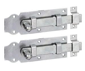 GAH-Alberts 115449 115401 - Pestillo para puerta (recto, con tirador de botón y trabilla fijada, galvanizado en amarillo, placa de 140 x 52 mm, 2 unidades)