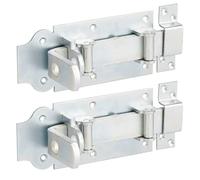 GAH-Alberts 118570 118563 - Pestillo con ruedas (recto, con mango plano y trabilla fijada, galvanizado en amarillo, placa de 180 x 80 mm, 2 unidades)