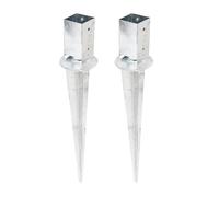 GAH-Alberts 208004 208103 - Soporte para postes de madera cuadrados, con maceta ajustable, galvanizado en caliente, 71 x 71 mm, longitud total de 750 mm, juego de 2