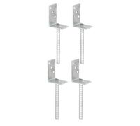 GAH-Alberts 215002 213954 - Soporte para postes en forma de L, con anclaje para hormigón galvanizado en caliente, ancho 80 mm, longitud del acero estriado 200 mm, juego de 4