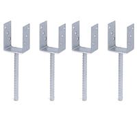 GAH-Alberts 215033 214241 - Soporte para postes en U (acero estriado, galvanizado en caliente, ancho interior de 75 mm, longitud de anclaje de hormigón de 200 mm, juego de 4 unidades)