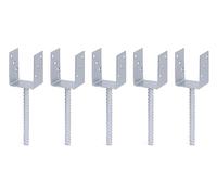 GAH-Alberts 215040 214258 - Soporte para postes en U (acero estriado, galvanizado en caliente, 81 mm de ancho, longitud de anclaje de hormigón de 200 mm, 5 unidades)