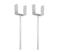 GAH-Alberts 215101 214418 - Soporte para postes en U (acero estriado, galvanizado en caliente, ancho interior de 101 mm, longitud de anclaje de 400 mm, 2 unidades)
