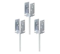 GAH-Alberts 215118 214494 - Soporte para postes en U (anchura ajustable y para empotrar en hormigón, galvanizado en amarillo, ancho 71-131 mm, anclaje de hormigón 200 mm, juego de 3 unidades)