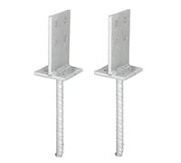 GAH-Alberts 215163 215521 - Soporte para postes en T para atornillar o para empotrar en hormigón, galvanizado en caliente, tamaño del puente: 130 x 80 mm, 200 mm, juego de 2