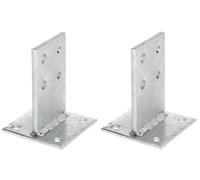 GAH-Alberts 215170 215538 - Soporte para postes en T para atornillar o para empotrar en hormigón, galvanizado en caliente, tamaño del puente: 130 x 80 mm, juego de 2