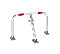 GAH-Alberts 690458 Friedlin - Barrera para parking (plegable, galvanizada a fuego, para atornillar, 440 mm de alto), color plateado con franjas rojas