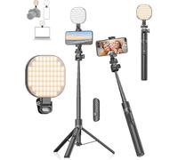 Gahenwo Selfie Light & 173cm Selfie Stick Trípode Vlogging Kit, Luz de 2000 mAh y Mando a Distancia, Anillo de Luz Compatible con iPhone/Android