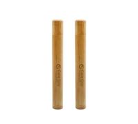 Gaia Guy Estuche de viaje de bambú para 2 cepillos de dientes, soporte portátil, ideal para viajes sin plástico, camping y vida sin residuos
