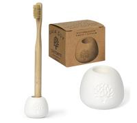 Gaia Guy No Mess - Soporte para cepillo de dientes de diatomeas - Elegante organizador de cepillos de dientes de piedra - Soporte para cepillo de dientes de diatomita absorbente de agua