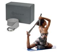Gaiam 1 Block W Strap Combo de Correa y Bloque de Yoga, Gris