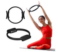 Gaiam - Anillo de pilates para fitness, asas acolchadas de espuma ligeras y duraderas, equipo de ejercicio de resistencia flexible para tonificar brazos, muslos/piernas y torso, 38,1 cm, negro