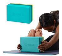 Gaiam Bloque de Yoga - Soporte de Espuma EVA sin látex, Superficie Suave Antideslizante para Yoga, Pilates, meditación, Tricolor Verde Azulado Tonal