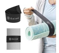 Gaiam Correa para esterilla de yoga - Mantiene tu esterilla firmemente enrollada y segura, se adapta a la mayoría de tamaños de alfombrillas (20 pulgadas de largo x 1.5 pulgadas de ancho), color negro