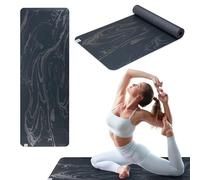 Gaiam Dry-Grip - Tapete de yoga antideslizante de 5 mm de grosor, para yoga estándar o caliente, pilates y entrenamientos en el suelo, soporte acolchado, capa antideslizante, 172 x 61 cm, mármol