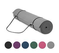 Gaiam Essentials Premium - Esterilla de yoga con soporte para esterilla de yoga, color gris, 172 cm de largo x 60 cm de ancho x 1/4 pulgadas de grosor