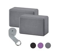 Gaiam - Juego de 2 bloques y correa de yoga - 05-62962, 9"W x 6"H x 4"D, gris