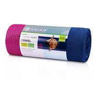 Gaiam Toalla Antideslizante Antideslizante para Esterilla de Yoga, Toalla de Secado rápido, Ideal para Yoga Caliente, Microfibra y Lavable a máquina, Respaldo de Agarre, Color Azul Vivo, Fucsia, 68