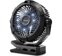 Gaiatop Ventilador portátil de camping con linterna LED, ventilador USB recargable personal de 4000 mAh, rotación de 360°, ventilador pequeño silencioso con pantalla digital LED y gancho para colgar,
