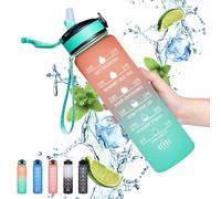 Gaiayhc Botella de agua deportiva, botella motivacional de 1 litro con marcador de tiempo y popote, diseño a prueba de fugas de 30 onzas para senderismo, gimnasio, fitness, ciclismo, escuela y oficina