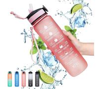 Gaiayhc Sports - Botella de agua motivacional de 1 litro con marcador de tiempo y popote, diseño a prueba de fugas de 30 onzas para senderismo, gimnasio, fitness, al aire libre, ciclismo, escuela y