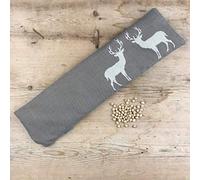 Gaidra - Cojín benesio con huesos de cereza desenfundables - jacquard de 100% algodón - 51 x 14 cm - Calidad artesanal del Alto Adige - estilo tirolés ciervos - rojo Cervi Grigio